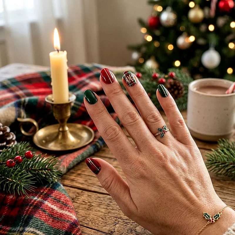 Preppy Christmas Nail Ideas