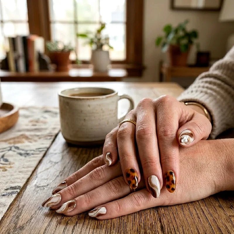 Brown and White Nail Ideas
