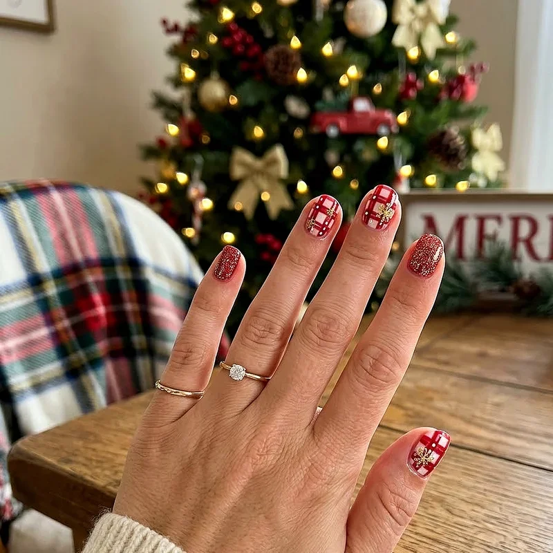 Preppy Christmas Nail Ideas