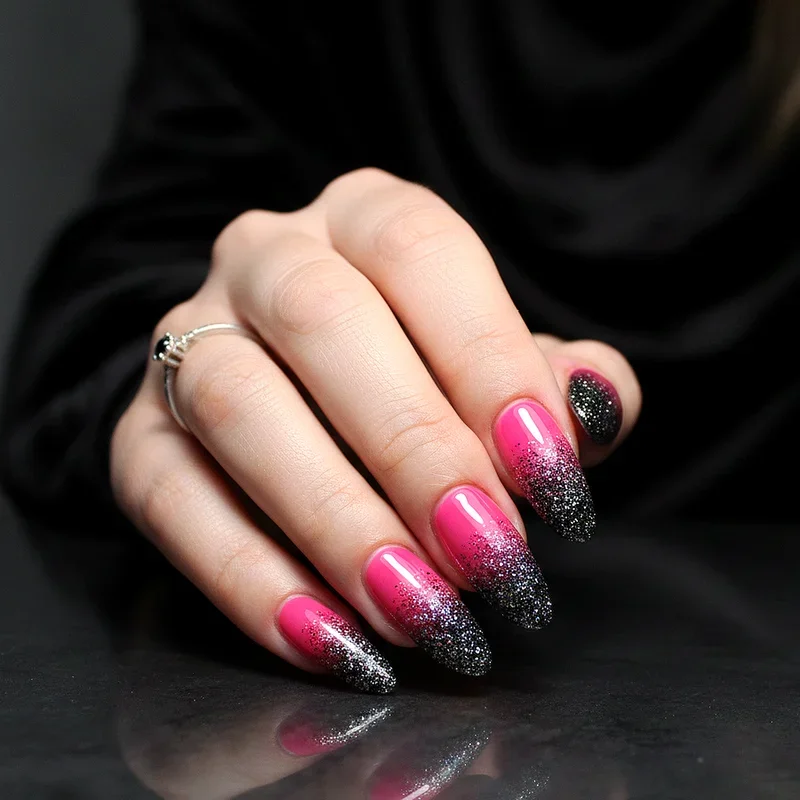 Hot Pink and Black Nail Ideas