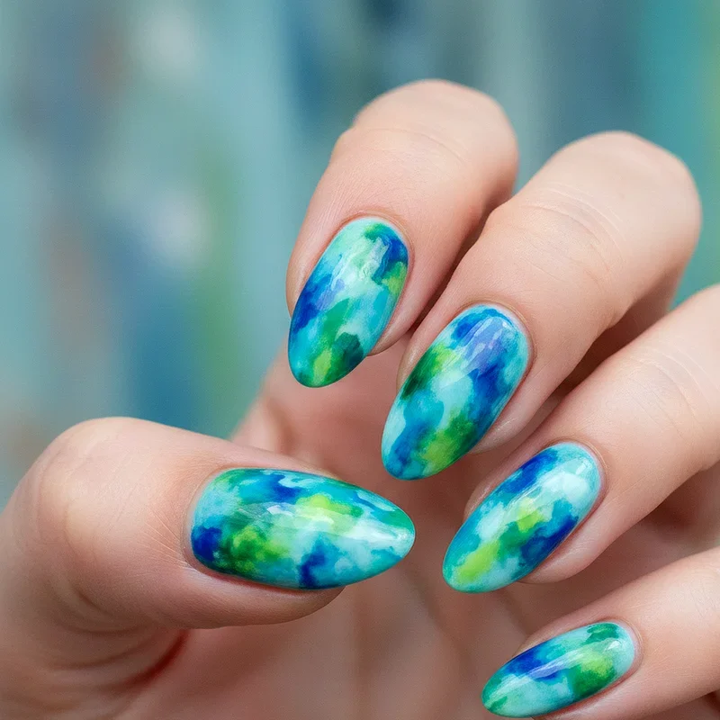 Blue and Green Nail Ideas