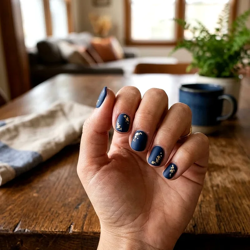 Navy Blue and Gold Nail Ideas