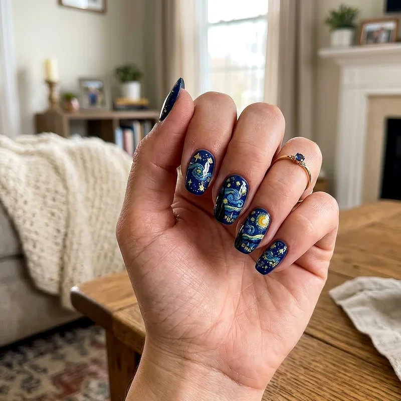 Navy Blue and Gold Nail Ideas