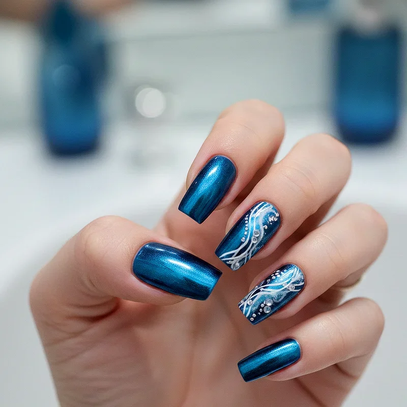 Blue and White Nail Ideas
