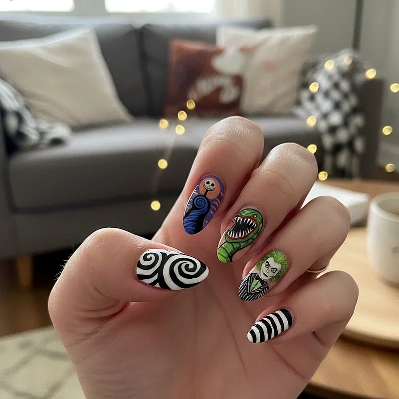 Beetlejuice Nail Ideas