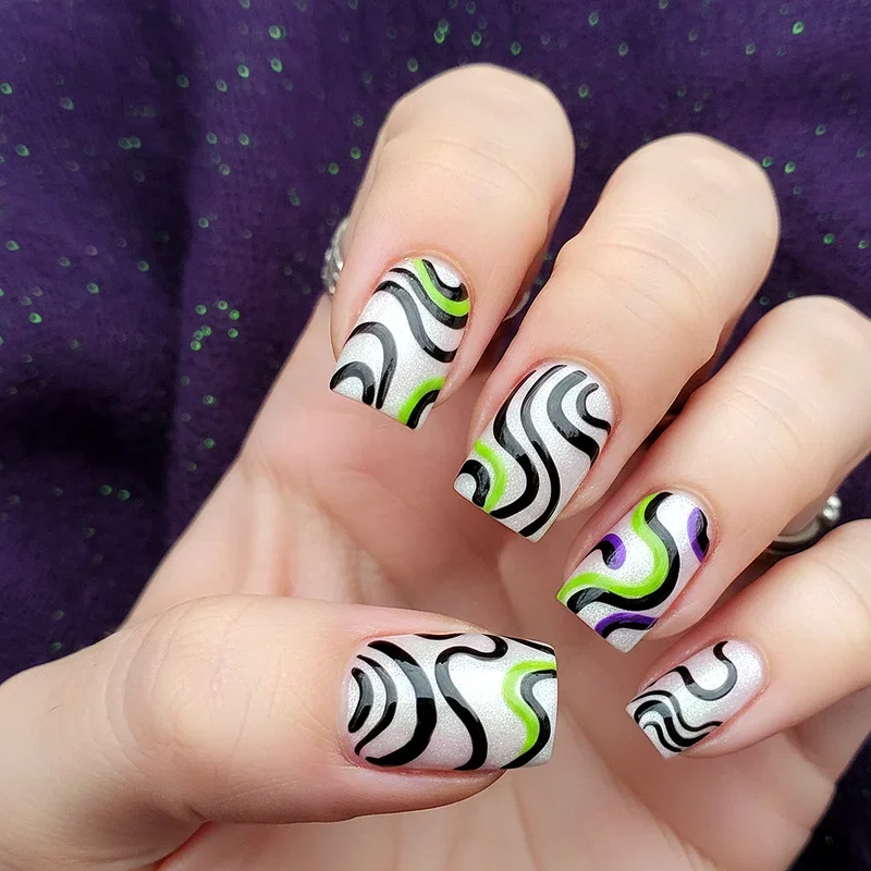 Beetlejuice Nail Ideas