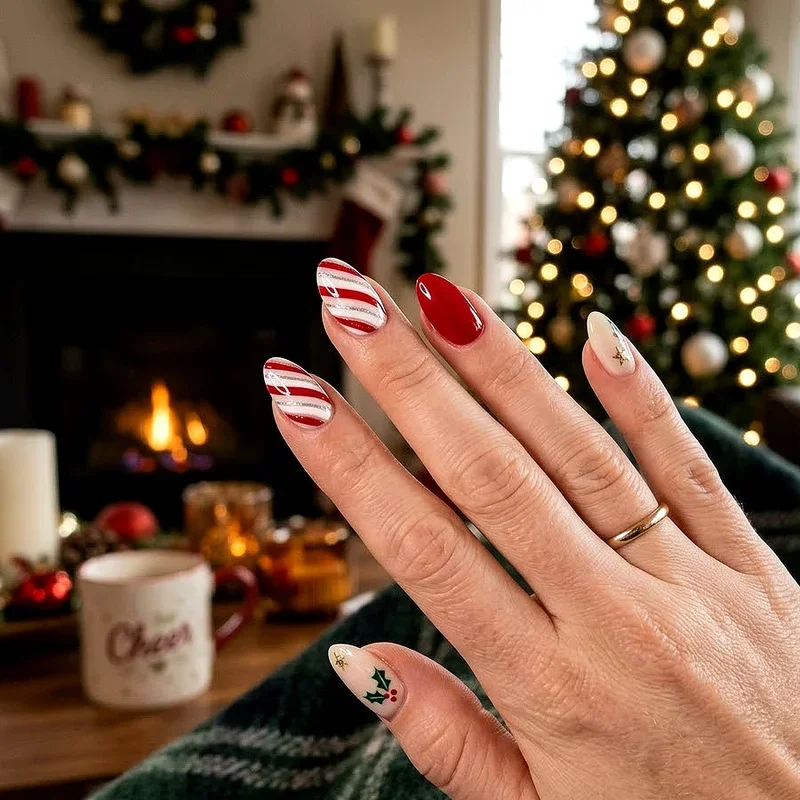 Preppy Christmas Nail Ideas