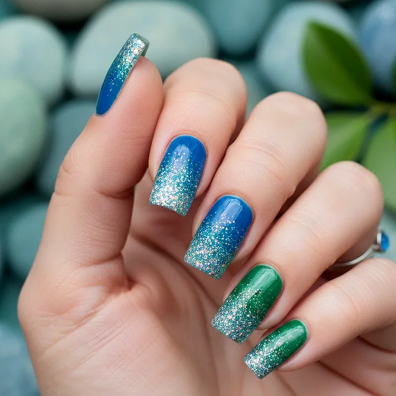 Blue and Green Nail Ideas