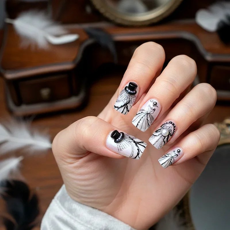 Beetlejuice Nail Ideas