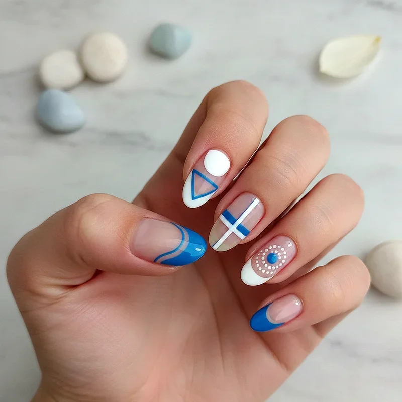 Blue and White Nail Ideas
