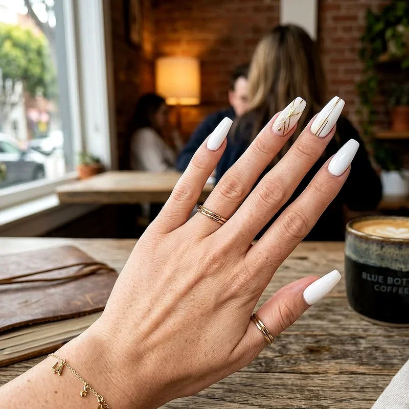 White Coffin Nail Ideas