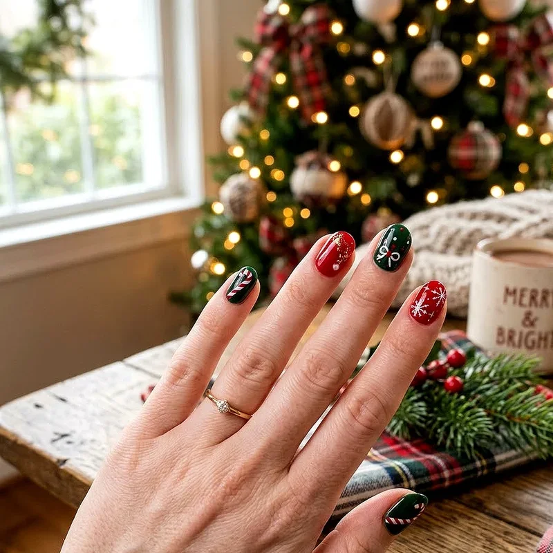 15 Preppy Christmas Nail Ideas for Chic Holiday Style
