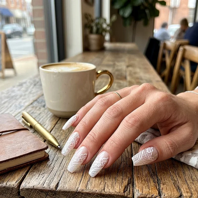 White Coffin Nail Ideas