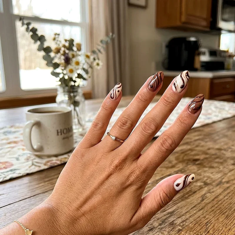 Brown and White Nail Ideas