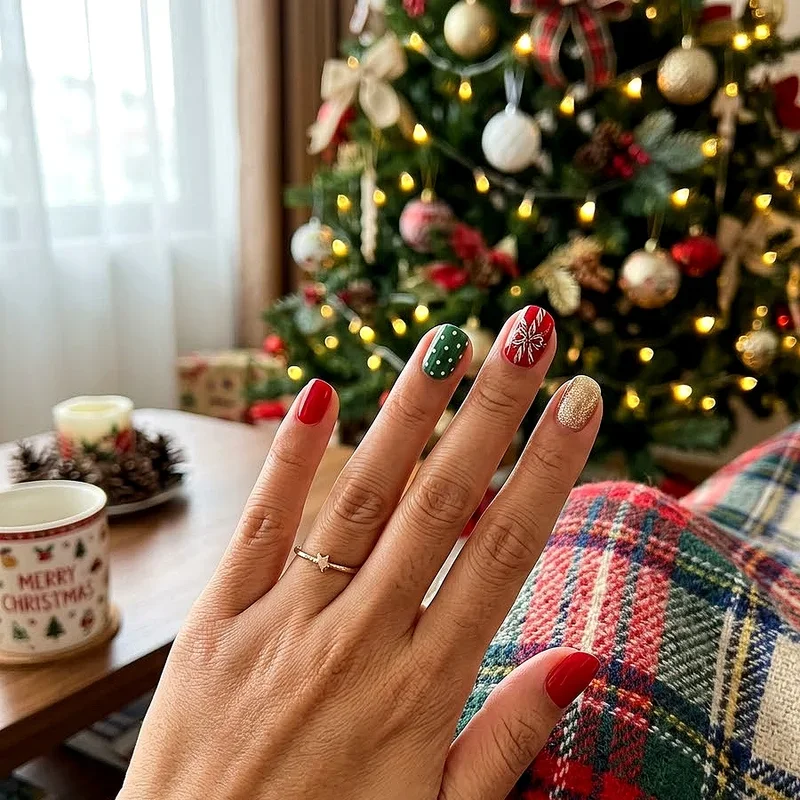 Preppy Christmas Nail Ideas