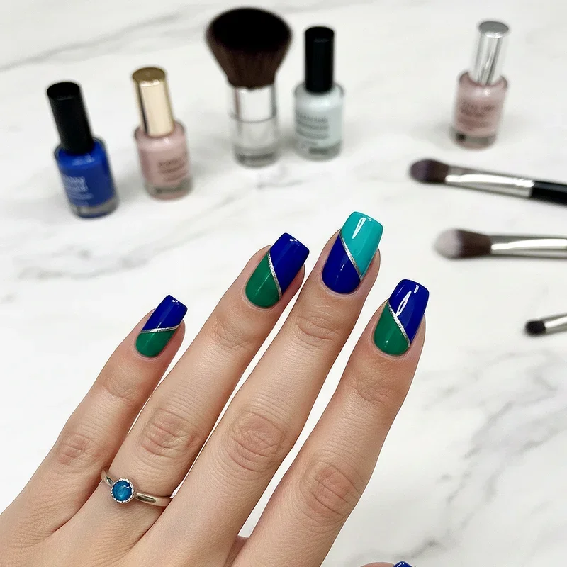 Blue and Green Nail Ideas