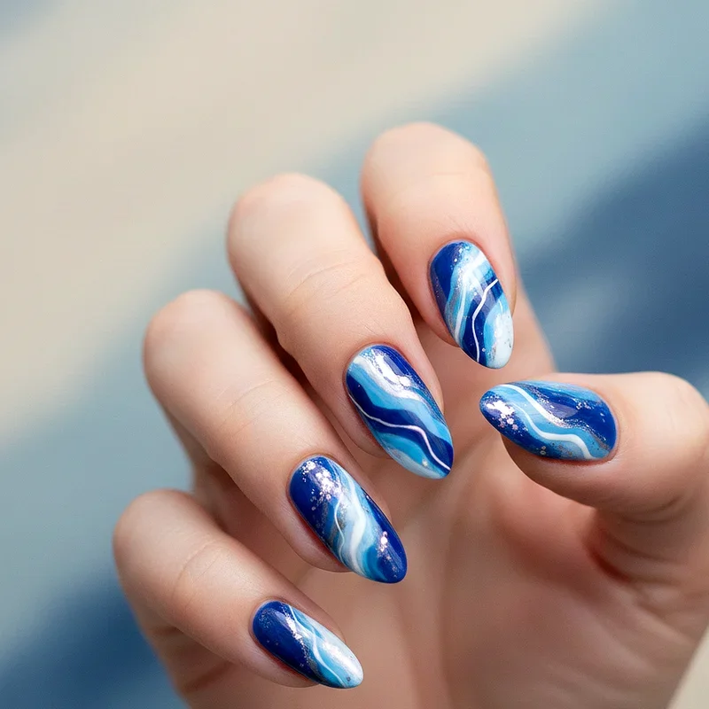 Blue and White Nail Ideas