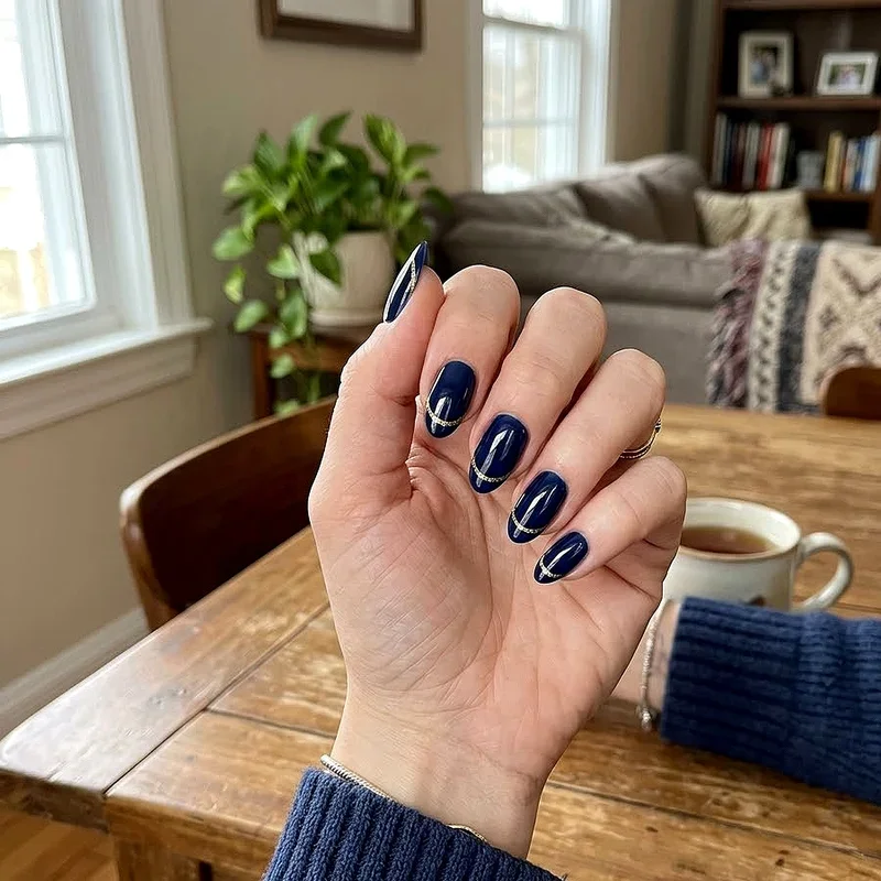 Navy Blue and Gold Nail Ideas