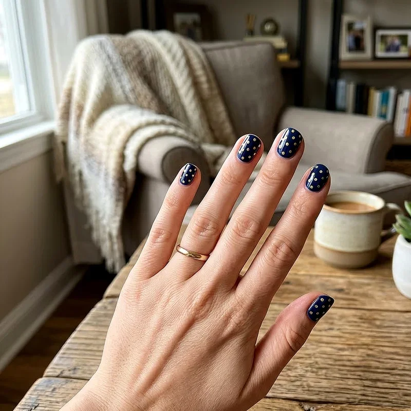 Navy Blue and Gold Nail Ideas
