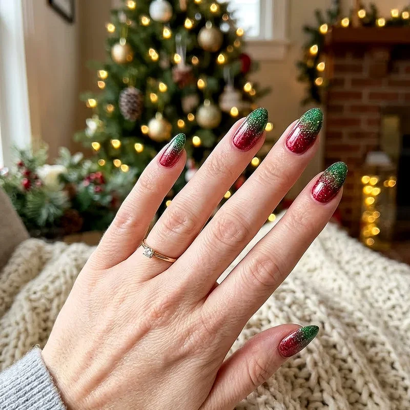 Almond Christmas Nail Ideas