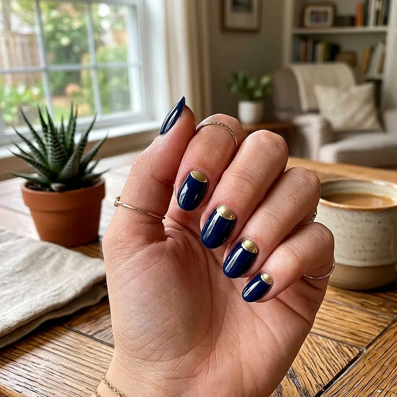 Navy Blue and Gold Nail Ideas