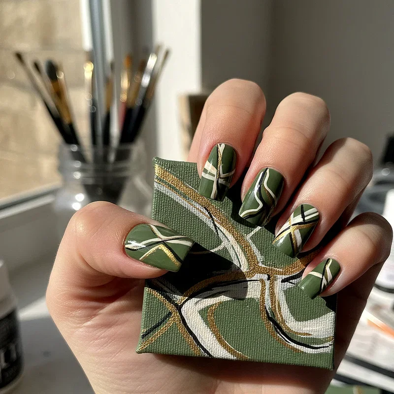 Olive Green Nail Ideas