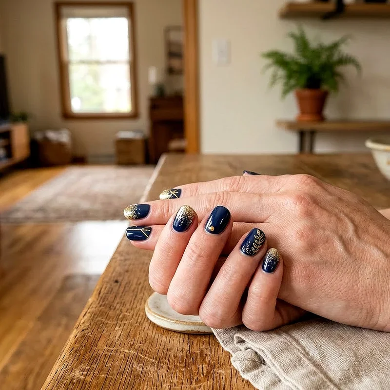 15 Navy Blue and Gold Nail Ideas to Elevate Your Style