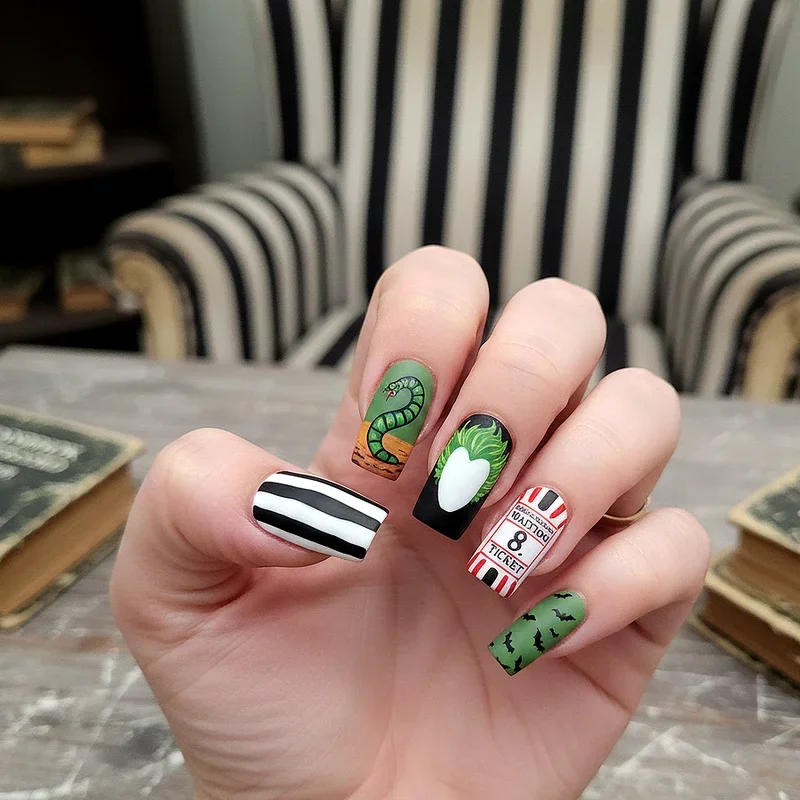 Beetlejuice Nail Ideas