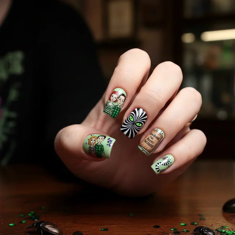 Beetlejuice Nail Ideas