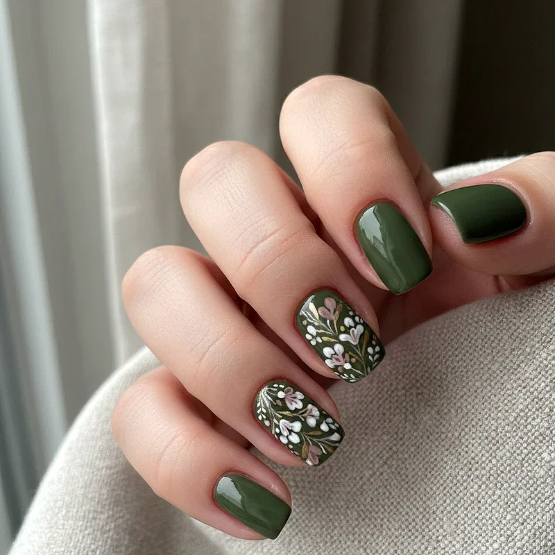 Olive Green Nail Ideas