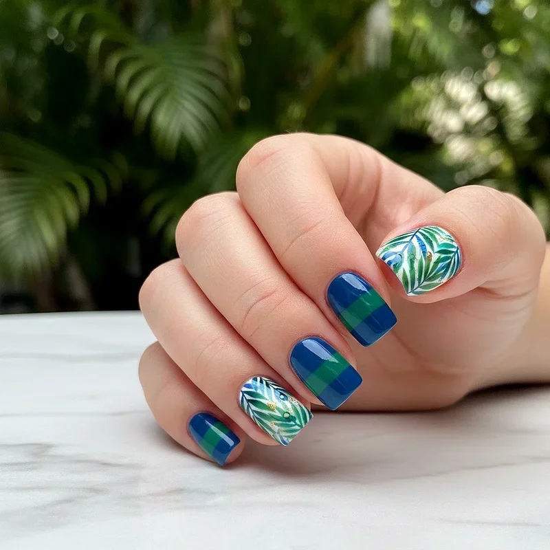 Blue and Green Nail Ideas