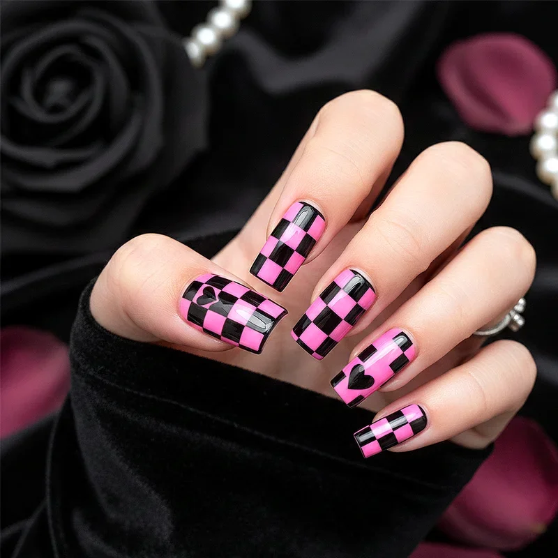 Hot Pink and Black Nail Ideas