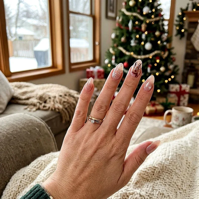 Almond Christmas Nail Ideas