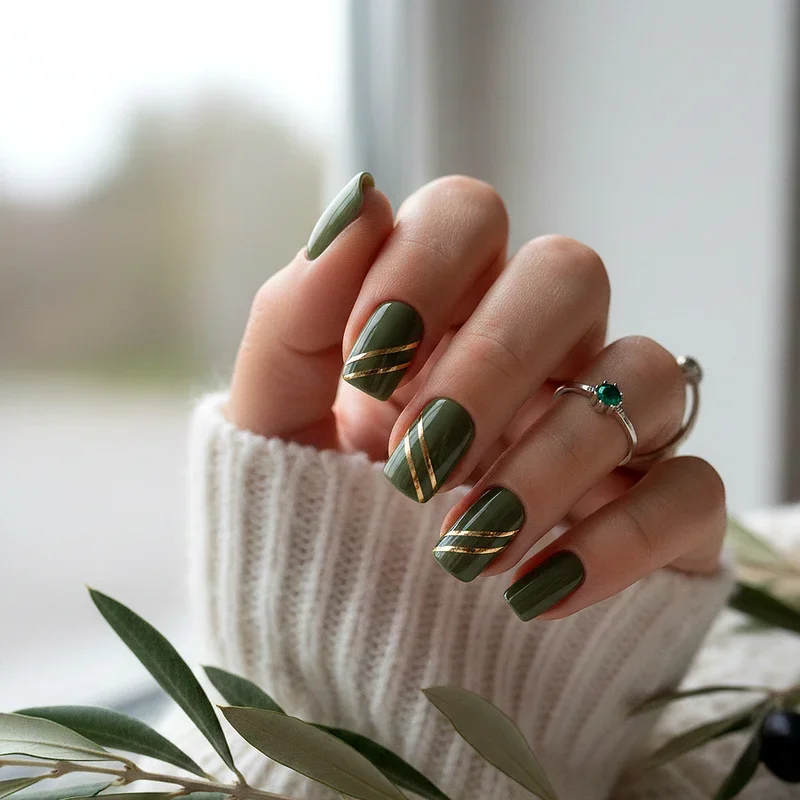 Olive Green Nail Ideas