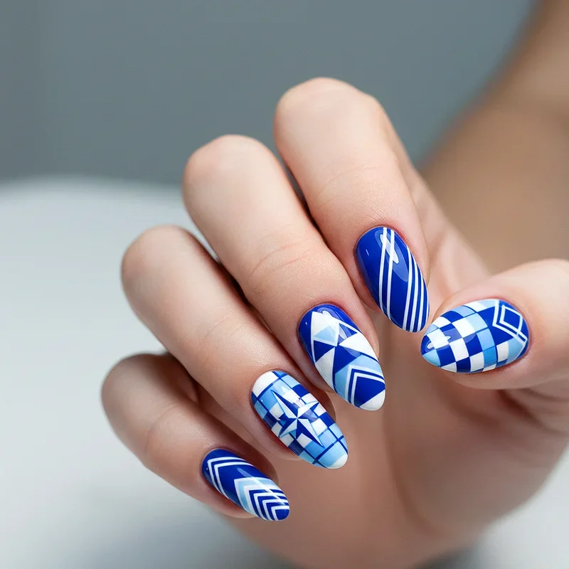 Blue and White Nail Ideas