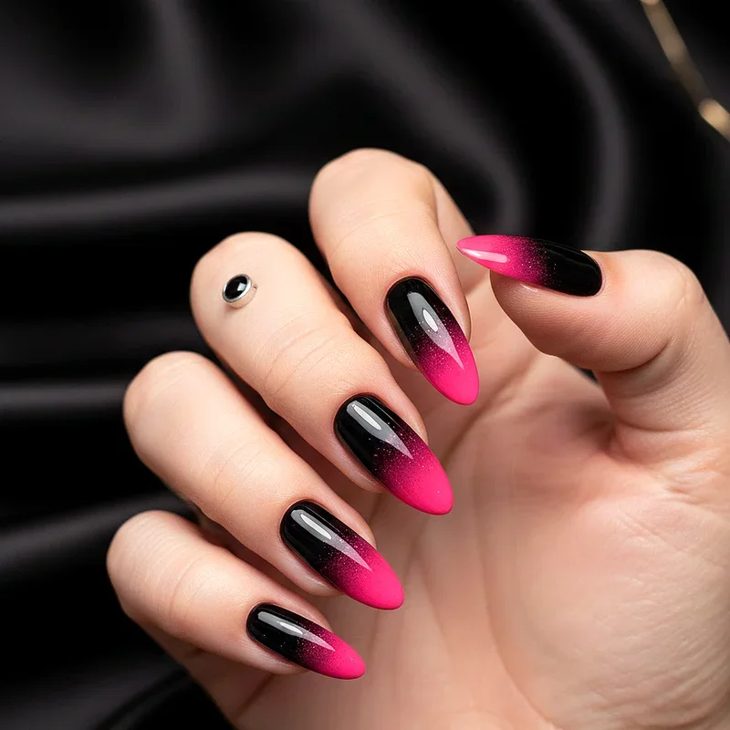 Hot Pink and Black Nail Ideas