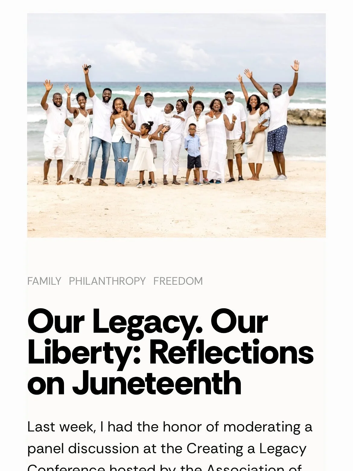 Yesterday, I published a blog with a few Juneteenth reflections on family legacy, philanthropy, and liberation for Black communities. Check it out and read a few of my other posts. I&rsquo;d love to hear your thoughts. www.empactfully.com/blog + Link