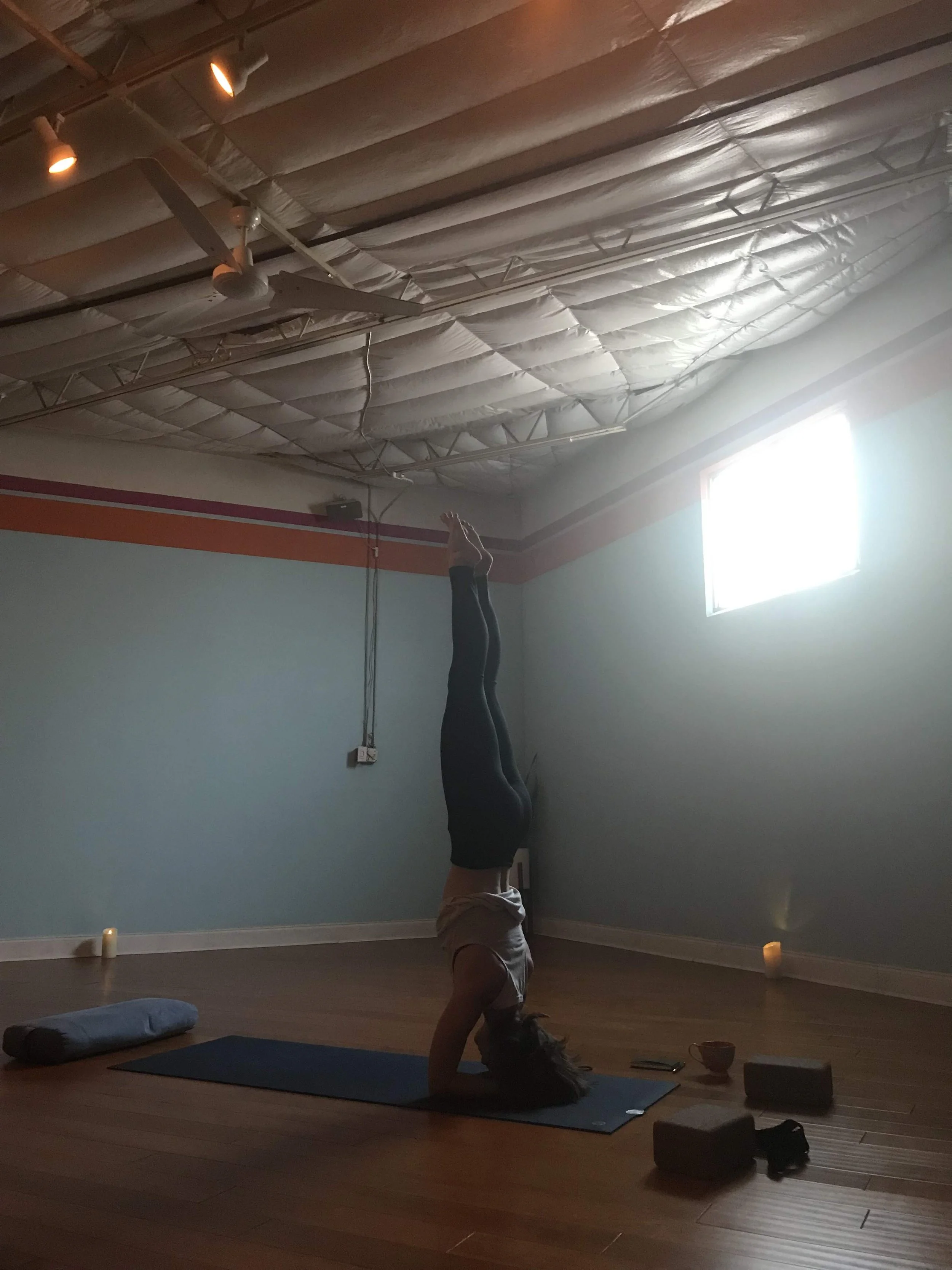 September 2019 - headstand at Sukha Yoga Austin