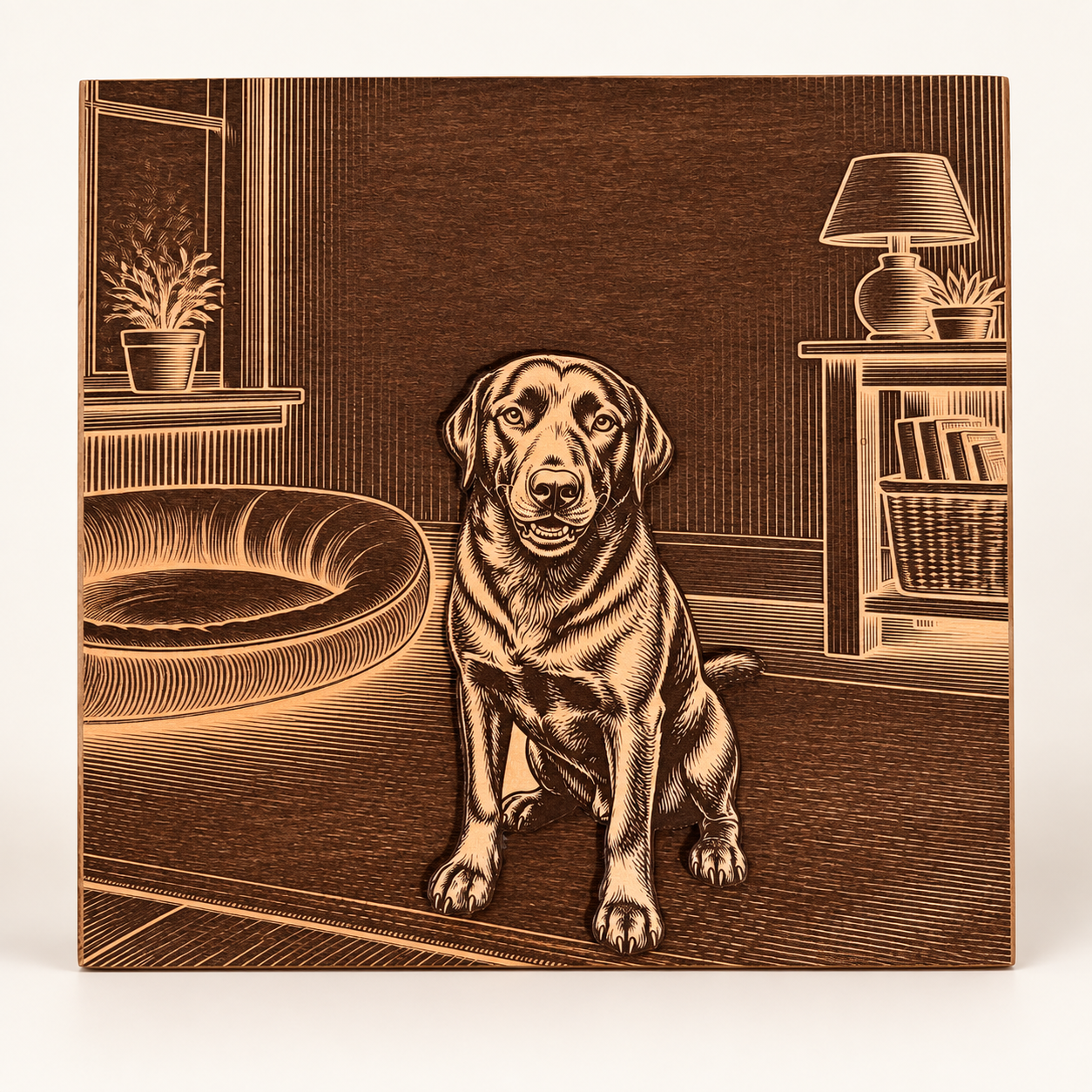 Custom engraved Labrador wood artwork by TBDCREATE