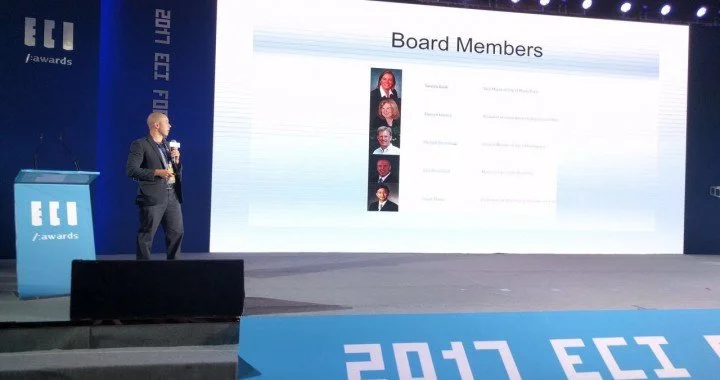 The representative of China Silicon Valley, Shawn Flynn delivered a keynote speech at the ECI Award Ceremony held in Chaohu City, Anhui province China