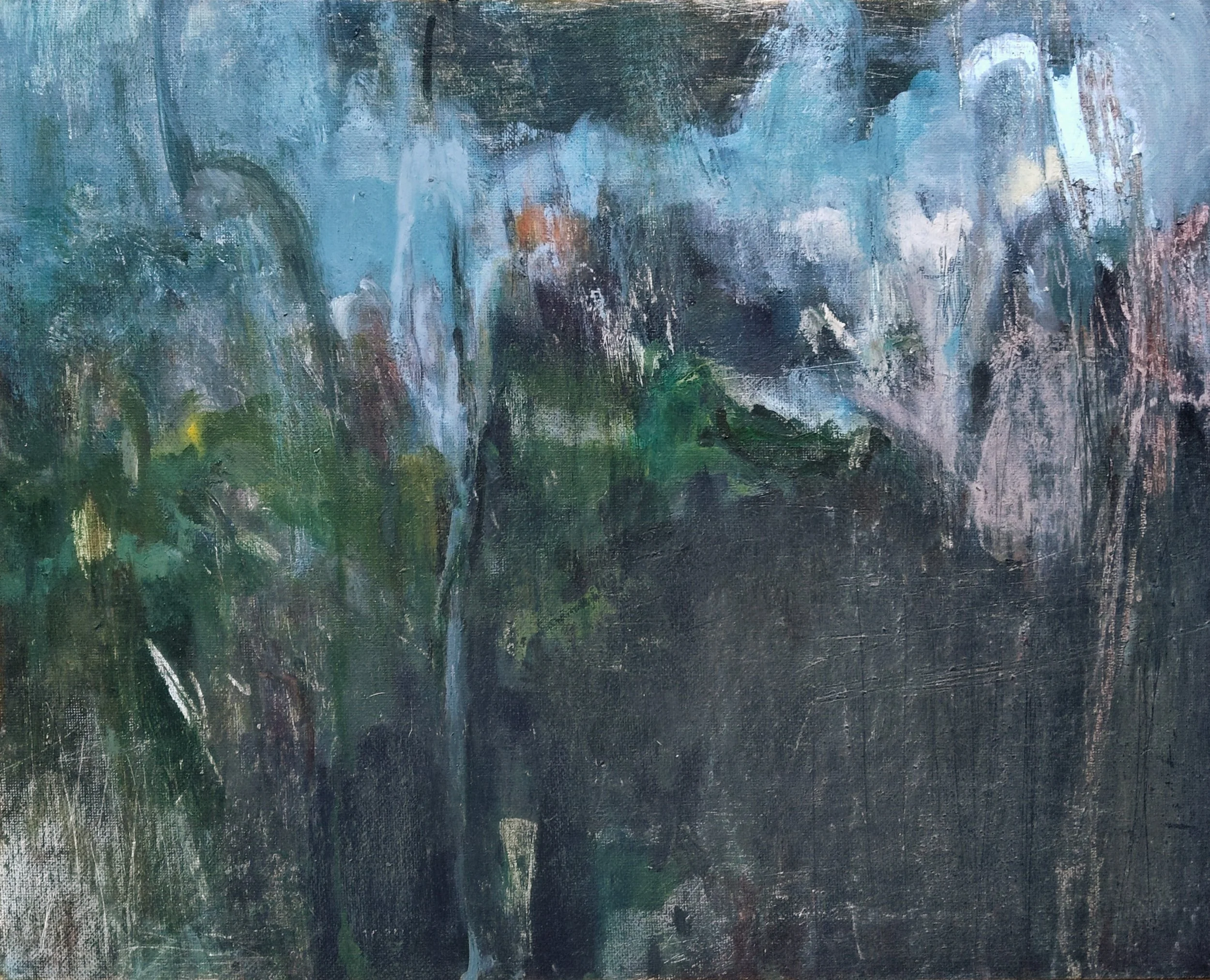 Untitled. Acrylics and oil pastels on canvas mounted on wooden panel, 41x25cm