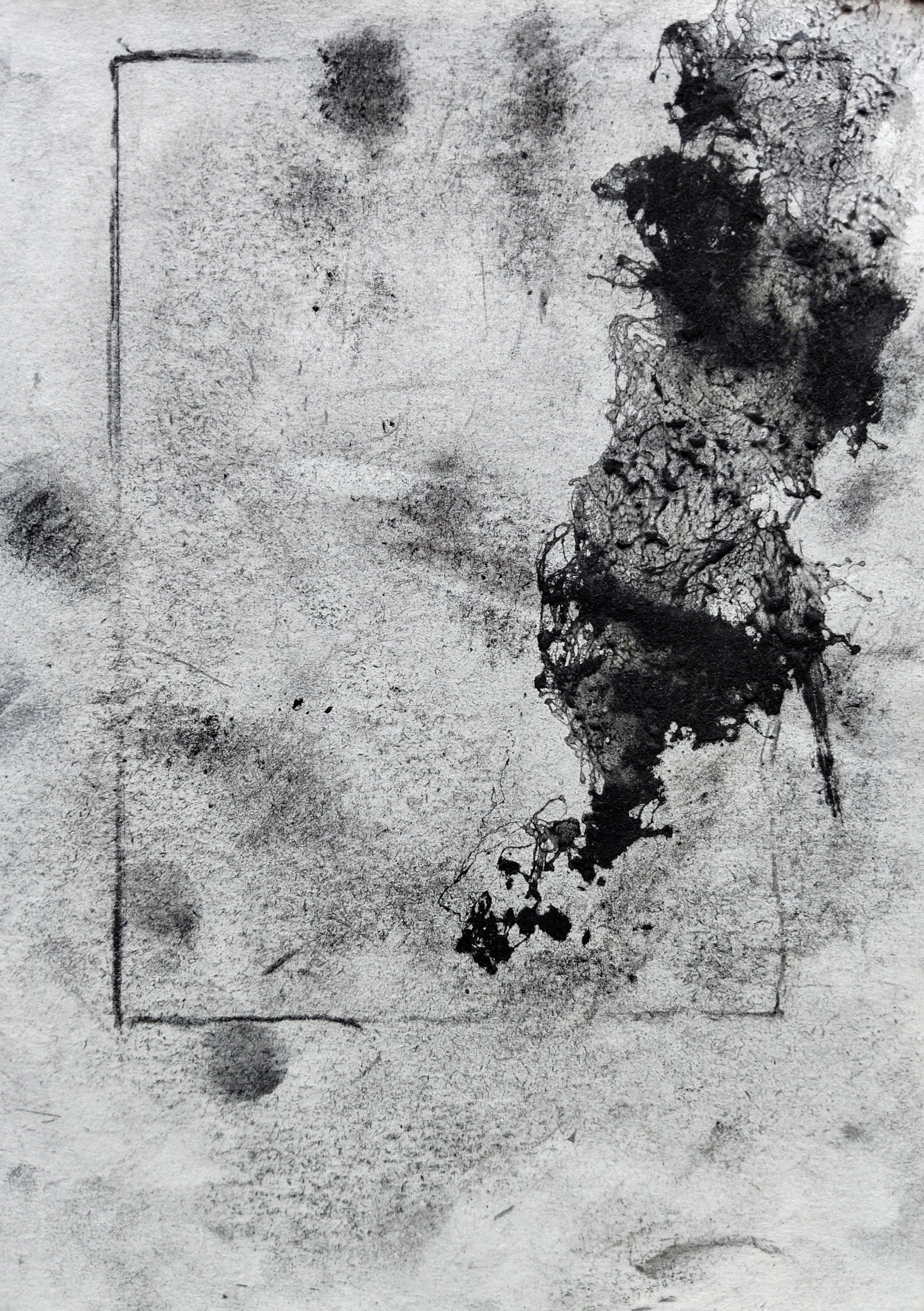 Untitled. Charcoal and spray glue on paper, 19x14cm