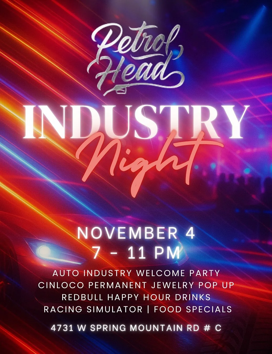 The engines are warming up for Industry Night 🔥🏁 Join us Tuesday (11/4) to meet the community, race your crew on the simulator, sip, shop, and connect.

💎 @cinlo_co permanent jewelry pop-up
⚡️ Red Bull happy hour
🍔 Food &amp; drink specials
🎮 Ra