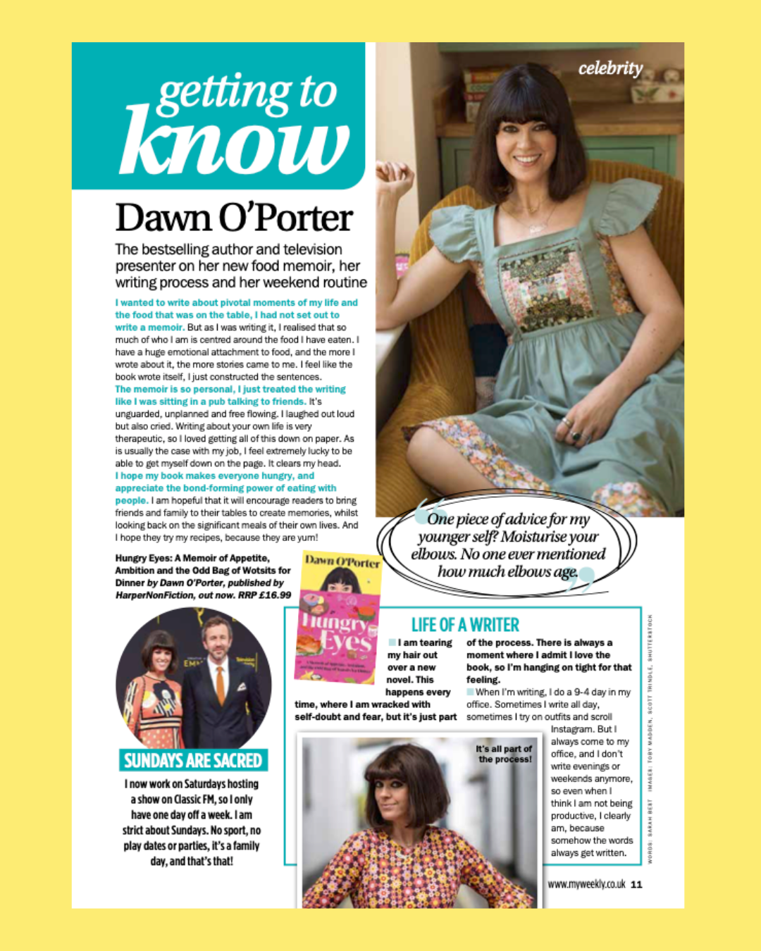 An image of My Weekly magazine with an interview for their Getting to Know series
