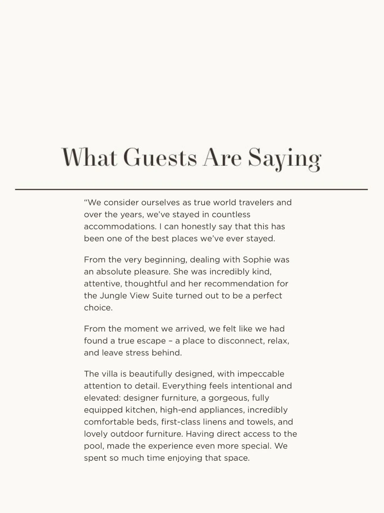 Beyond grateful to have welcomed our first guests 🥹✨ Their heartwarming feedback means everything to us💬❤️ Part 2 comes in soon💥💁&zwj;♀️

.
#luxuryvilla #beyondgrateful #guestreview  #vacay #exclusiveescape