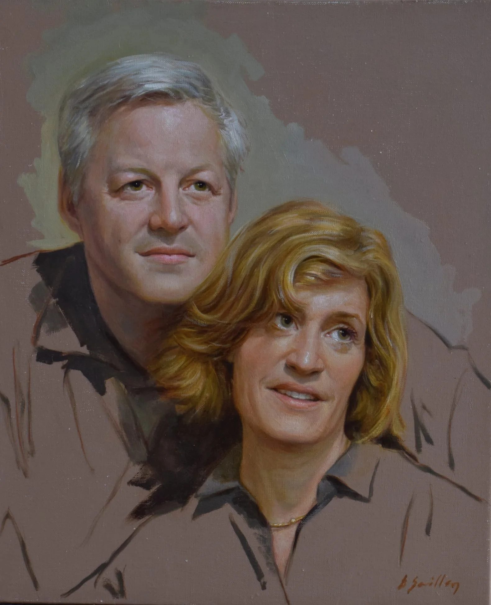 Portrait sur commande par Edgar Saillen, peintre à Paris et Laval, restituant la lumière, l’émotion et la mémoire avec des techniques de maîtres anciens.