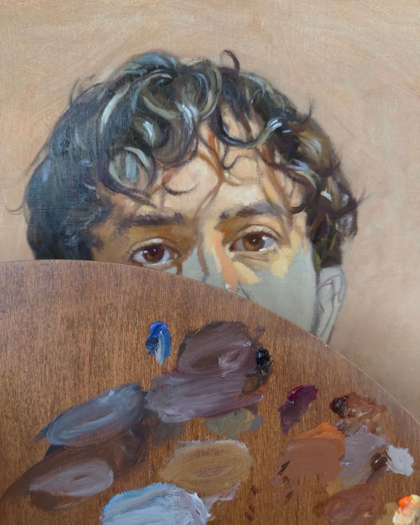 Entre le regard et la mati&egrave;re.
Chercher la justesse avant la finition, sentir la lumi&egrave;re na&icirc;tre dans la couleur encore fra&icirc;che.
Chaque touche est une d&eacute;cision, chaque m&eacute;lange une tentative d&rsquo;approcher le 