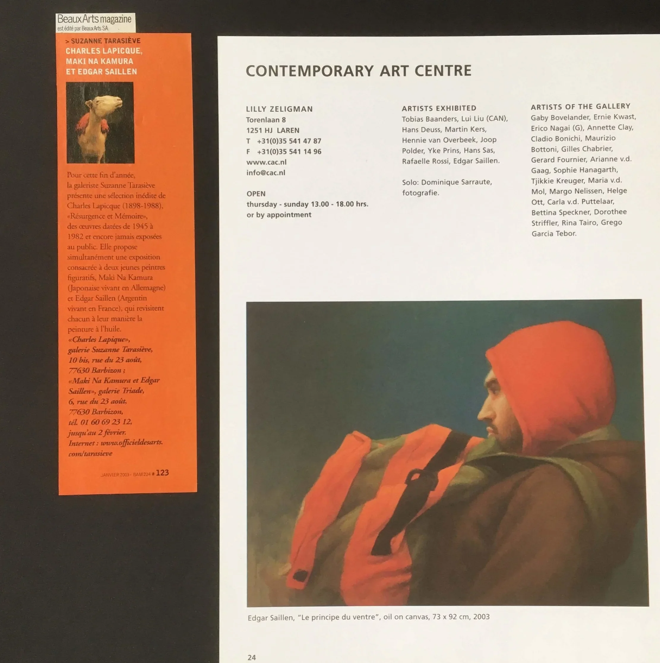 Article de presse des portraits sur commande du portratiste Edgar Saillen et ses expositions à Barbizon chez Suzanne TArasiève et au Pays-Bas chez Lilli Zelligman