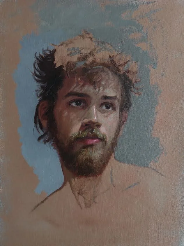 Tableau expressif d’un jeune homme, peint à l’huile avec une intensité dramatique. Edgar Saillen, ancien copiste au Louvre, transforme ce portrait sur commande en une œuvre sensible où la lumière sculpte le visage, comme un hommage posthume ou une mé