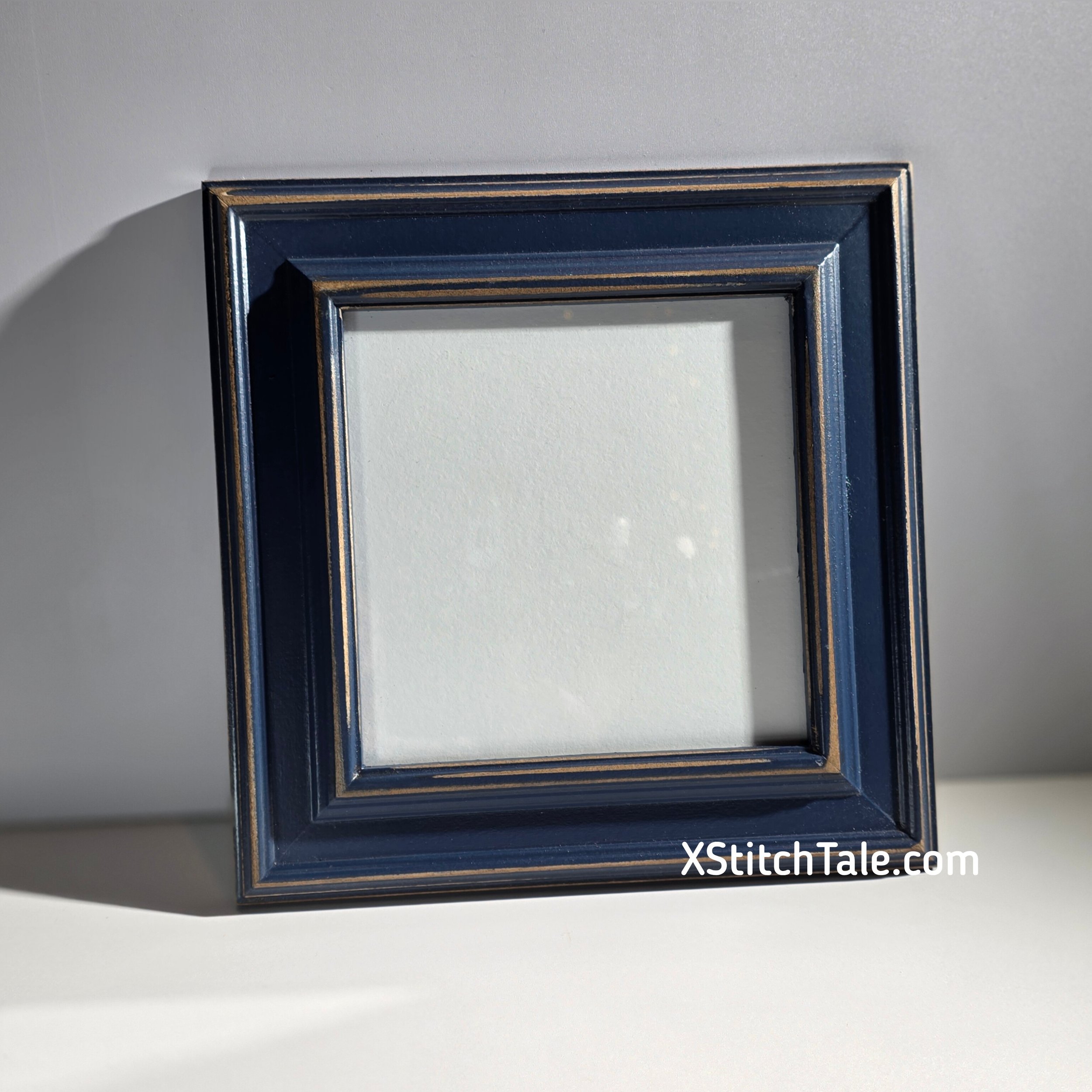 Signed & Numbered - 6x6" Wood Frame in 1.75" Diplomat Style - Vintage Navy